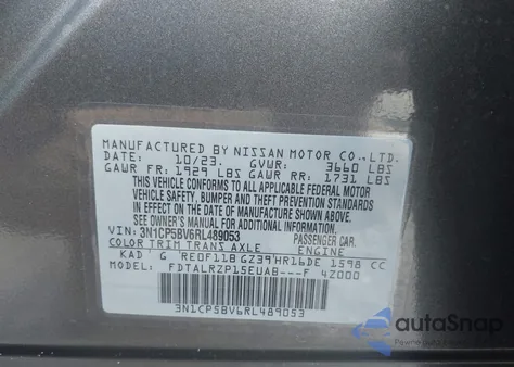 2024 Nissan Kicks S Xtronic Cvt из США, поврежденный, VIN 3N1CP5BV6RL489053